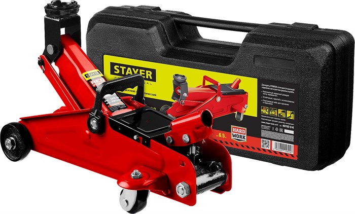 STAYER R-22 RED FORCE, в кейсе, 2 т, 125 - 320 мм, подкатной домкрат для легковых а/м, Professional (43152-2-K) 00018538