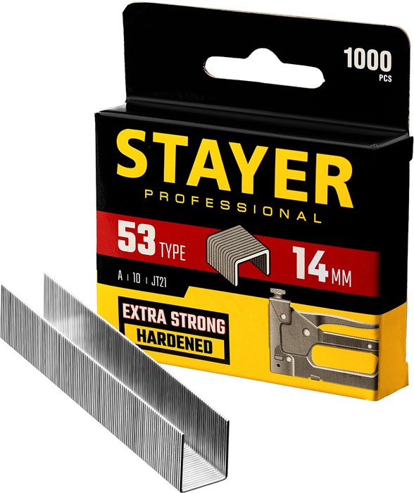 STAYER скобы тип 53 (A/10/JT21), 14 мм, калибр 23GA. 1000 шт. (3159-14) 00019597