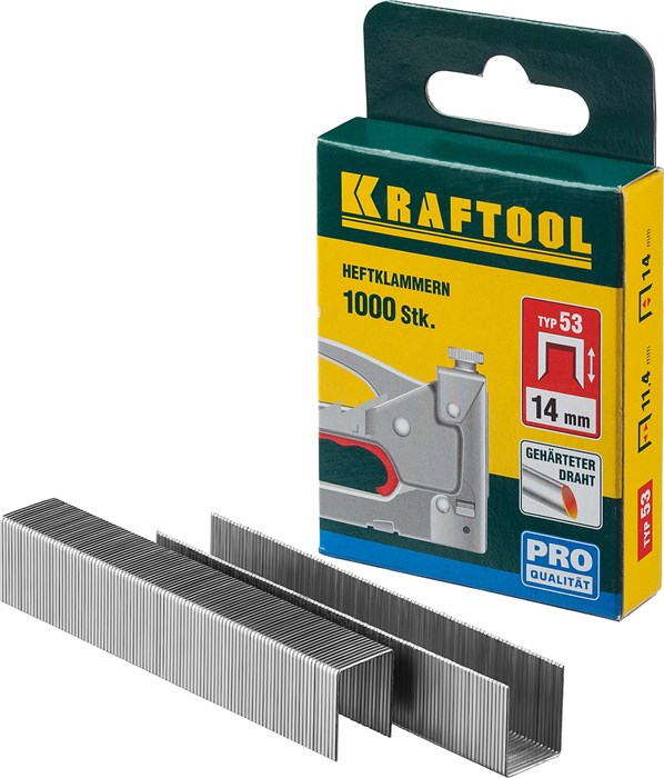 KRAFTOOL скобы тип 53 (A/10/JT21), 14 мм, калибр 23GA. 1000 шт (31670-14) 00019631