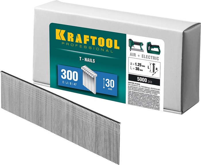 KRAFTOOL гвозди тип 300 (47/J/ F), 30 мм, калибр 18GA. 5000 шт (31785-30) 00019680
