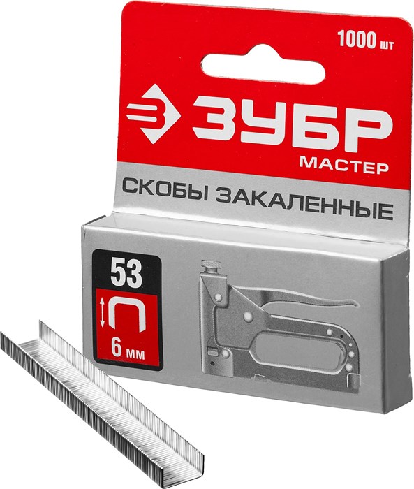 ЗУБР скобы тип 53 (A/10/JT21), 6 мм, калибр 23GA. 1000 шт (31625-06) 00019793