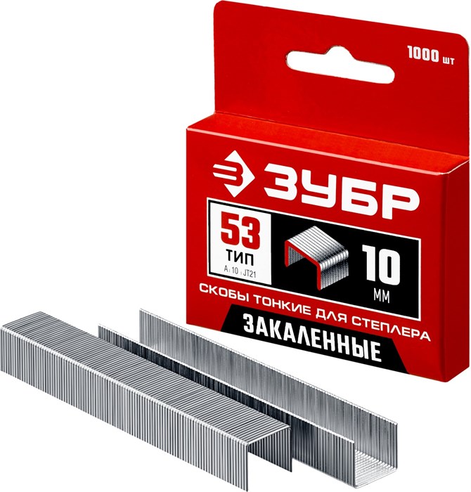 ЗУБР скобы тип 53 (A/10/JT21), 10 мм, калибр 23GA. 1000 шт (31625-10) 00019795