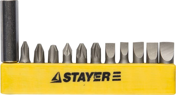 STAYER 12 шт, набор бит с адаптером (2609-H12) 00020549