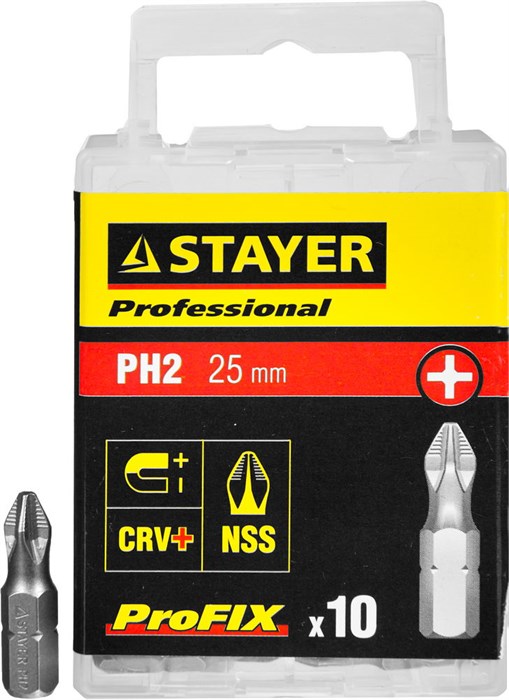 STAYER ProFix PH2 25 мм, 10 шт, набор бит, Professional (26201-2-25-10) 00020633