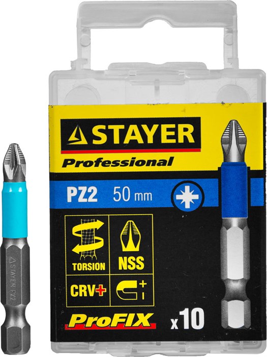 STAYER ProFix PZ2, 50 мм, 10 шт, набор бит, Professional (26223-2-50-10) 00020666