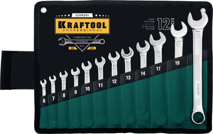 KRAFTOOL 12 шт, 6 - 22 мм, набор комбинированных гаечных ключей (27079-H12) 00022173