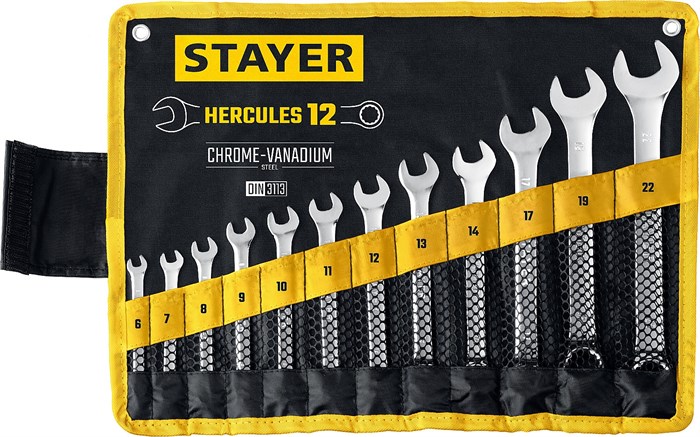 STAYER HERCULES, 12 шт, 6 - 22 мм, набор комбинированных гаечных ключей, Professional (27081-H12) 00022182