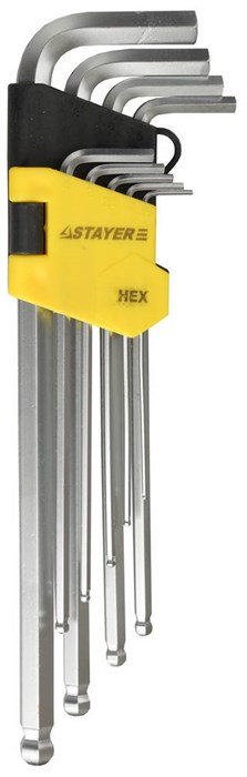 STAYER HERCULES HEX-Ball, 9 шт, набор длинных шестигранных ключей (2741-H9-2) 00022231