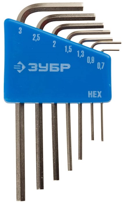ЗУБР 7 шт, набор мини имбусовых ключей (27471-H7) 00022306