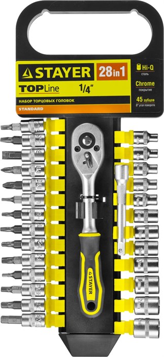 STAYER RSS 28S, 28 предм., (1/4″), набор торцовых головок и бит-головок (27754-H28) 00022824
