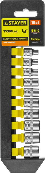 STAYER RSS 10S, 10 предм., (1/4″), набор торцовых головок (27758-H10) 00022827