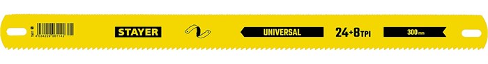 STAYER Universal, 8 + 24 TPI, 25 х 300 мм, 1 шт, коробка 50 шт, универсальное двустороннее широкое полотно по дереву и металлу (1591) 00023133