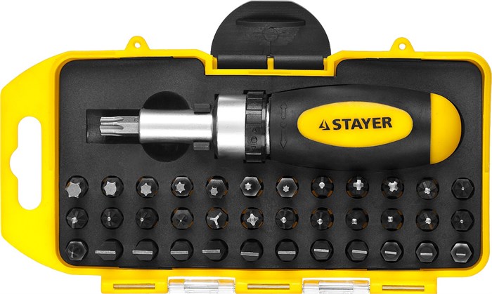 STAYER Compact-38, 38 предм., реверсивная отвертка с насадками (2557-H38) 00023400