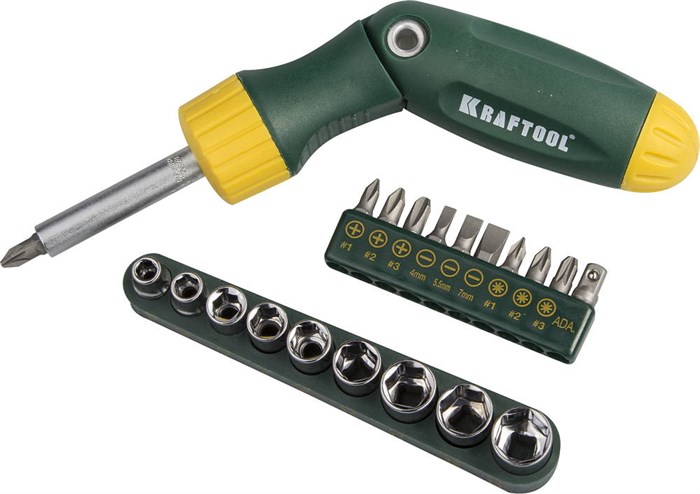 KRAFTOOL X-Hard-21, 21 предм., с насадками, реверсивно-рычажная отвертка (26151-H21) 00023622
