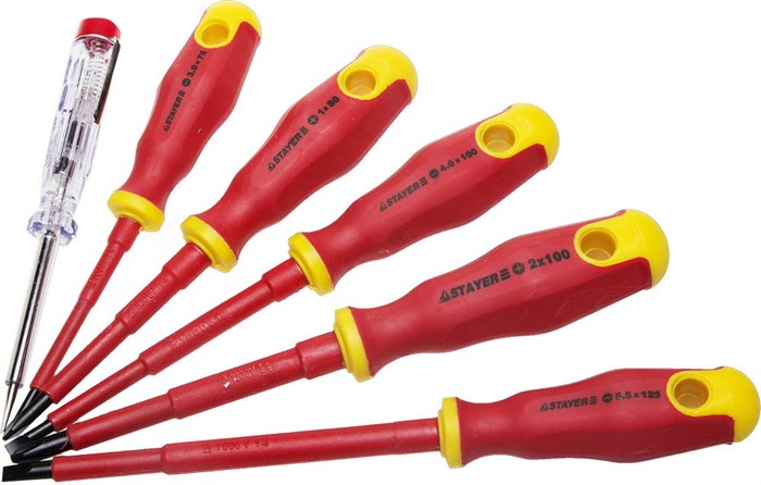 STAYER Electro, 6 предм., набор диэлектрических отверток, Professional (25145-H6) 00024328