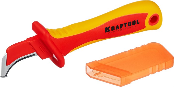 KRAFTOOL KN-7, 1000 В, изогнутый, диэлектрический нож электрика (45400) 00024348