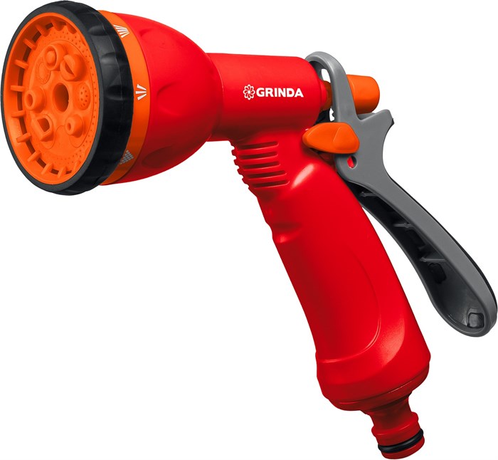 GRINDA P-8, 8 режимов, курок сзади, пластиковый, поливочный пистолет (8-427370) 00024609
