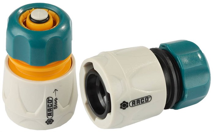 RACO ORIGINAL, 1/2″ + 1/2″ с автостопом, из ABS пластика, быстросъемный соединитель, для шланга, набор (4250-55265B) 00024873