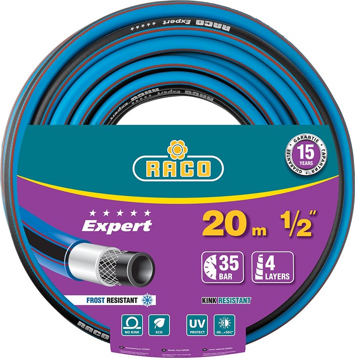 RACO EXPERT, 1/2″, 20 м, 35 атм, четырёхслойный, армированный, поливочный шланг (40302-1/2-20) 00025046