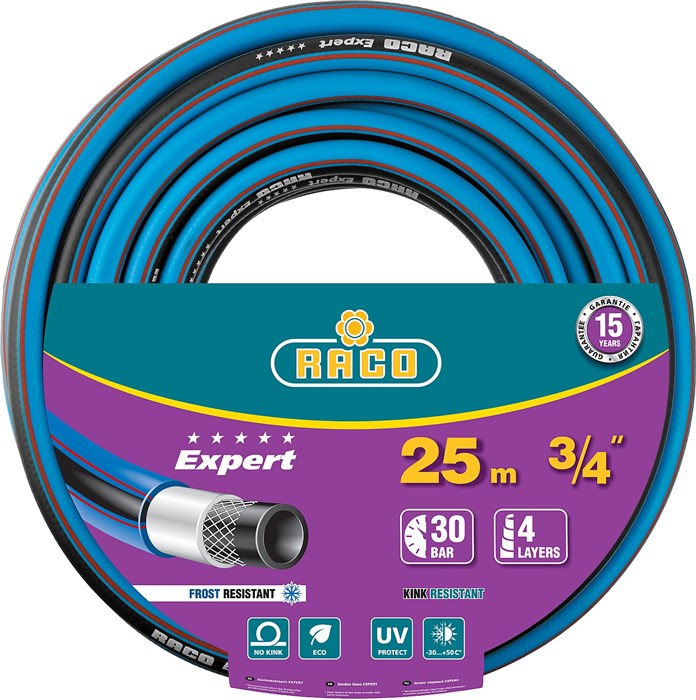 RACO EXPERT, 3/4″, 25 м, 30 атм, четырёхслойный, армированный, поливочный шланг (40302-3/4-25) 00025049
