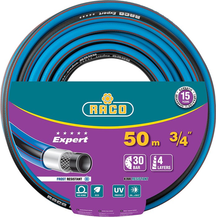 RACO EXPERT, 3/4″, 50 м, 30 атм, четырёхслойный, армированный, поливочный шланг (40302-3/4-50) 00025050