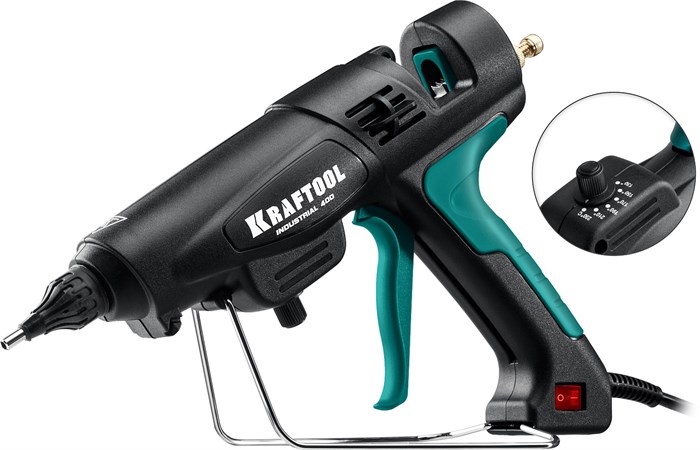 KRAFTOOL Industrial 400, d 11 - 12 мм, 50 г/мин, 130 - 230°C, электрический термоклеевой пистолет (06843-300-12) 00026200