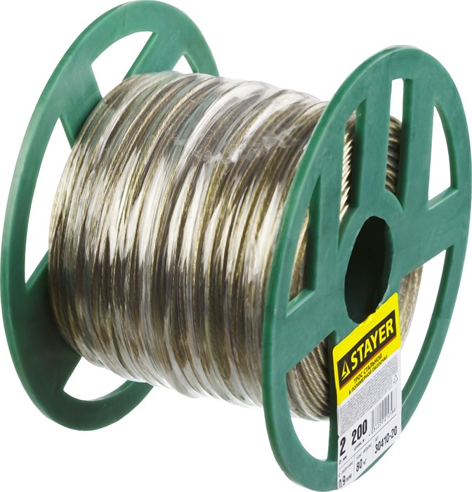 STAYER 2 мм, L 200 м, стальной трос в полимерной оболочке (30410-20) 00029862