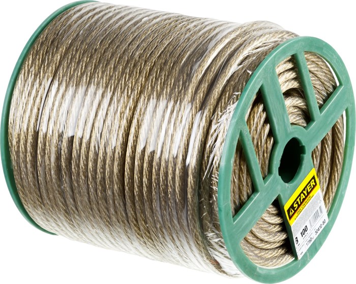 STAYER 8 мм, L 100 м, стальной трос в полимерной оболочке (30410-80) 00029868