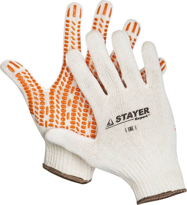 STAYER TRACK, L-XL, х/б перчатки с мягким покрытием ″протектор″ из ПВХ-геля, увеличенная площадь покрытия, противоскользящие (11401-XL) 00030644