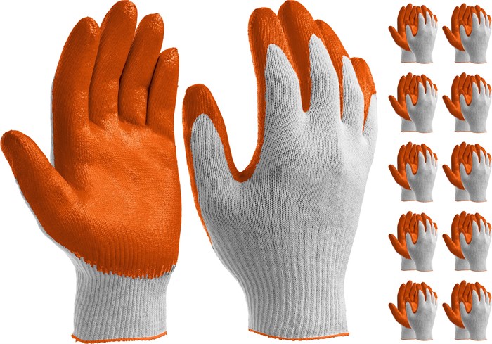 STAYER PROTECT, L-XL, х/б перчатки с одинарным латексным обливом, 10 пар (11408-H10) 00030649
