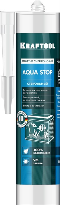 KRAFTOOL Aqua stop, 300 мл, черный, стекольный силиконовый герметик (41256-4) 00030764