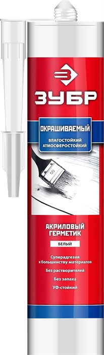 ЗУБР 280 мл, белый, акриловый герметик (41231-0) 00030770