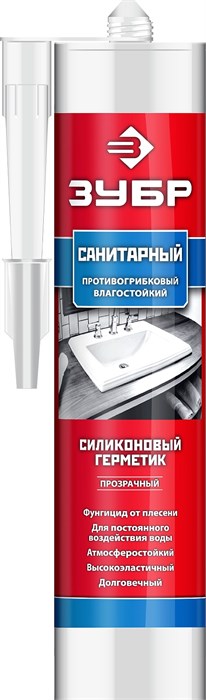 ЗУБР 280 мл, прозрачный, санитарный силиконовый герметик (41235-2) 00030775