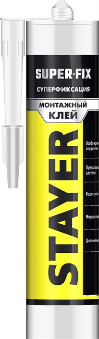 STAYER SUPER FIX, 280 мл, белый, суперсильный монтажный клей, Professional (41323) 00030780