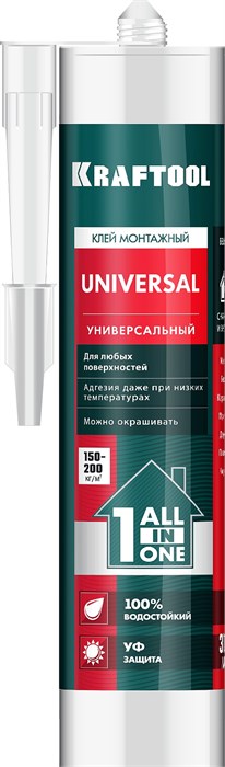 KRAFTOOL UNIVERSAL, 310 мл, белый, универсальный монтажный клей (41341) 00030785