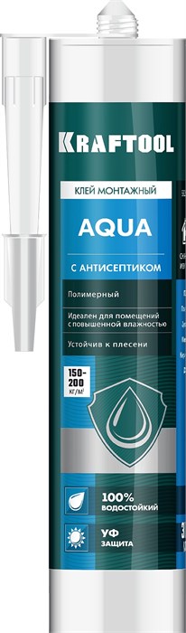 KRAFTOOL AQUA, 310 мл, белый, водостойкий монтажный клей (41345) 00030788