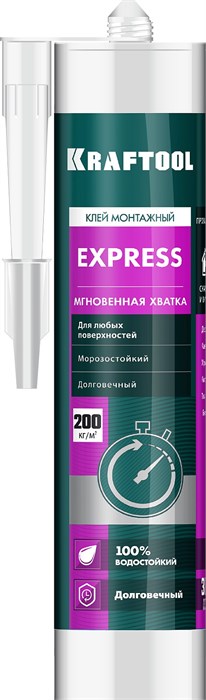 KRAFTOOL EXPRESS, 310мл прозрачный, монтажный клей экспресс хватка (41347) 00030789