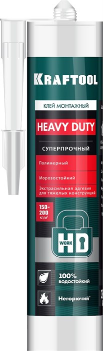KRAFTOOL HEAVY DUTY, 310 мл, белый, особопрочный монтажный клей (41348) 00030790