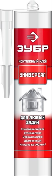 ЗУБР 300 мл, белый, универсальный монтажный клей (41331) 00030795