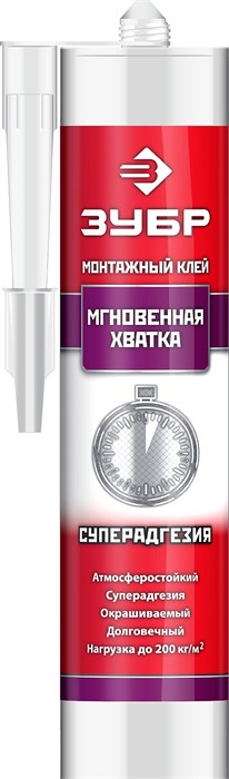 ЗУБР 300 мл, прозрачный, монтажный клей мгновенная хватка (41334) 00030798