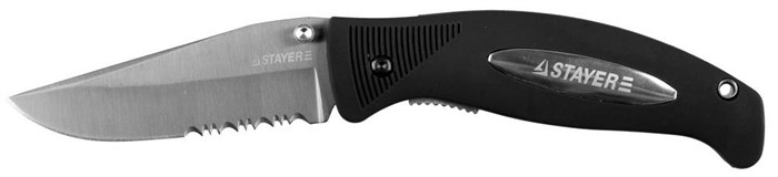 STAYER 80 мм, серрейторная заточка, пластиковая рукоятка, складной нож, Professional (47623) 00031155