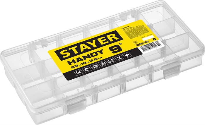 STAYER HANDY-9, 230 x 120 x 35 мм, (9″), пластиковый органайзер с 18 ячейками (38051-09) 00031323