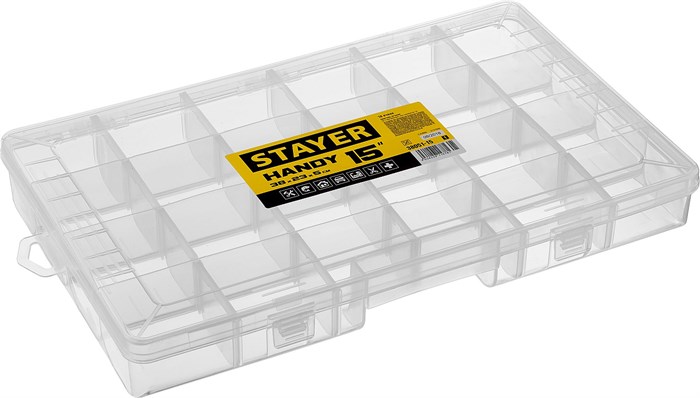 STAYER HANDY-15, 380 x 230 x 50 мм, (15″), пластиковый органайзер с 18 ячейками (38051-15) 00031327