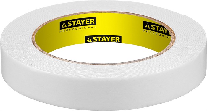 STAYER 19 мм, 5 м, белая, на вспененной основе, двухсторонняя клейкая лента, Professional (12231-19-05) 00031610