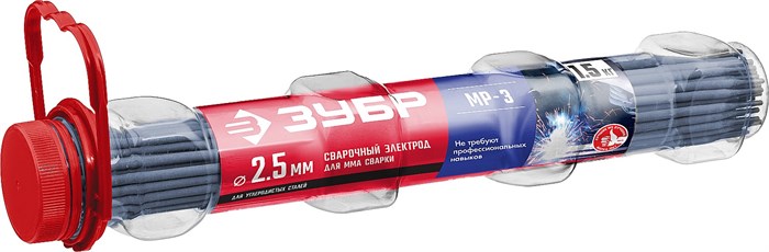 ЗУБР Д 2.5 х 350 мм, 1.5 кг в ПВХ тубе, МР-3 рутиловый, электрод сварочный (40011-2.5) 000752221