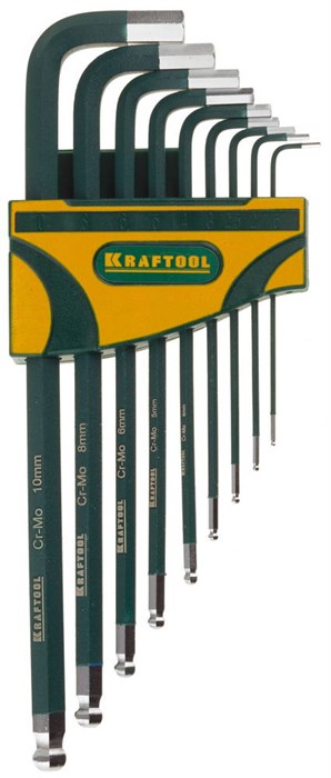 KRAFTOOL HEX-ball, 9 шт, набор длинных шестигранных ключей (27445-H9) 0002180738