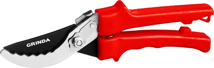 GRINDA G-31, 200 мм, закаленные лезвия, тефлоновое покрытие, зубцы на лезвии, пластиковые рукоятки, плоскостной секатор (40210) 0002184240