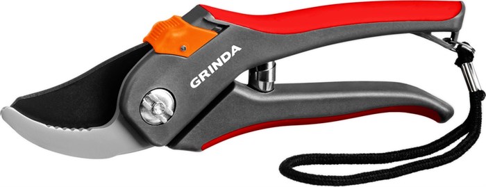 GRINDA G-26, 205 мм, углеродистая сталь, закаленные лезвия, тефлоновое покрыт., двухкомпонентные пластиковые рукоятки, плоскостной секатор (8-423102) 0002279067