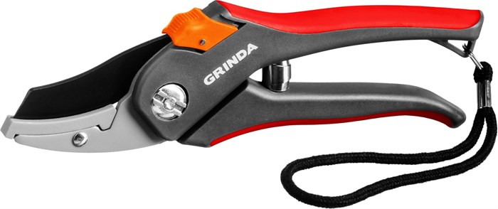 GRINDA G-28, 205 мм, углеродистая сталь, закаленные лезвия, тефлоновое покрытие, двухкомпонентные рукоятки, контактный секатор (8-423203) 0002279068
