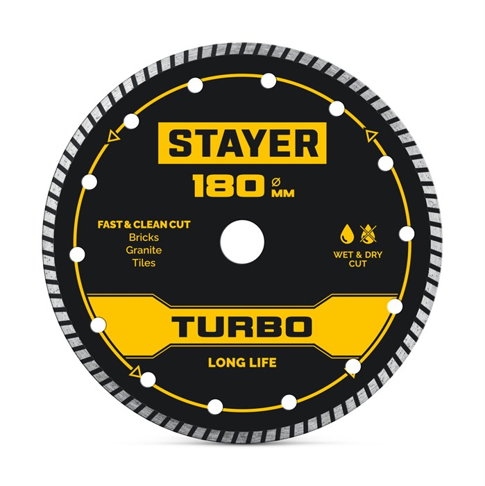 STAYER TURBO 180 мм (22.2 х 7 х 2.6 мм), сегментированный алмазный диск (3662-180) 0004989653